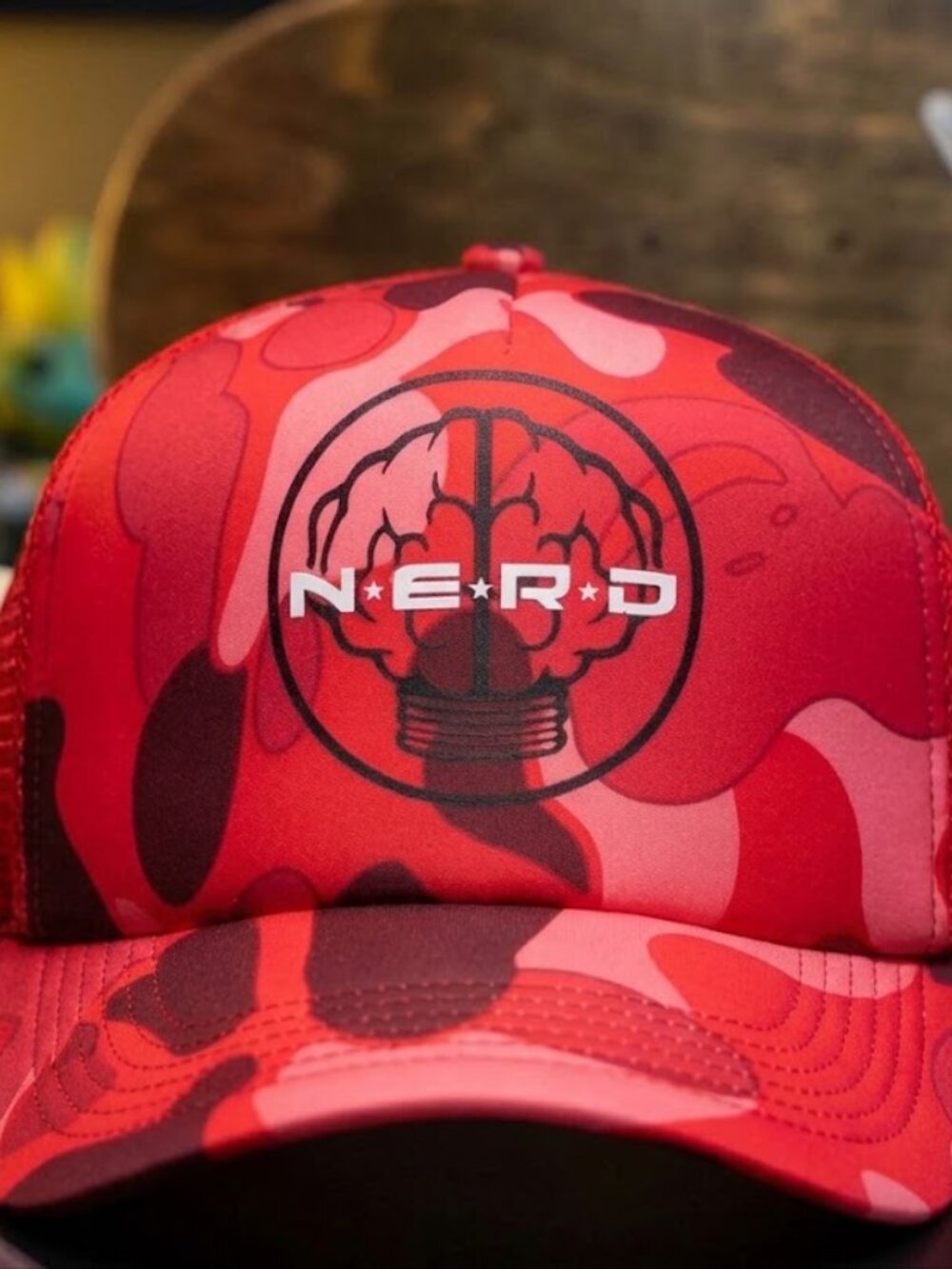 NERD Hat Pink/Red Camo Rare Japan One Size Adult N*E*R*D Cap